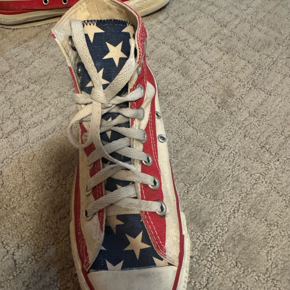 Vintage Converse Stars & Stripes Pattern High-Top Sneakers